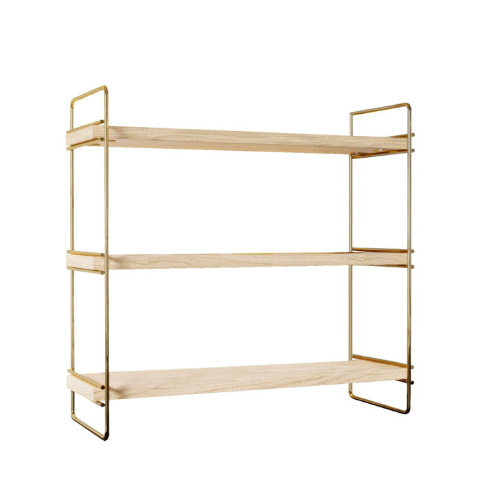 Hanah Home Estantería de Pared de Madera Maciza Dorado y Marrón
